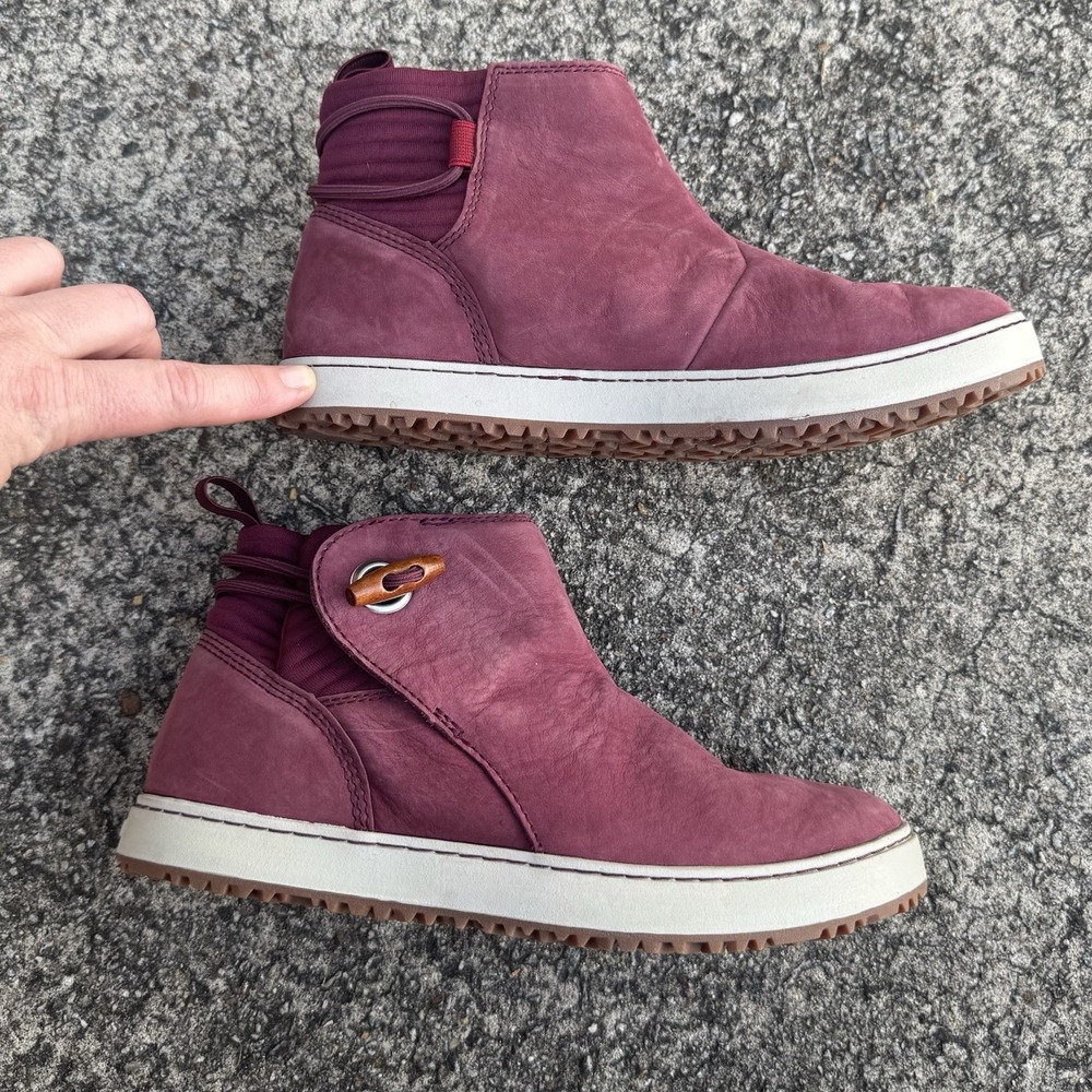 LL Bean Mountainside Toggle Boots Women's 7 M Red Suede‎ Pull On Booties - Picture 7 of 13